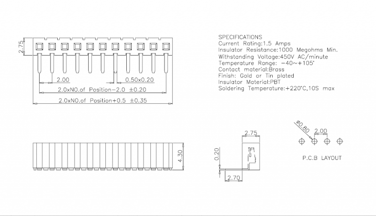 2.0mm Right-angle Female Header Connectors | Smolex