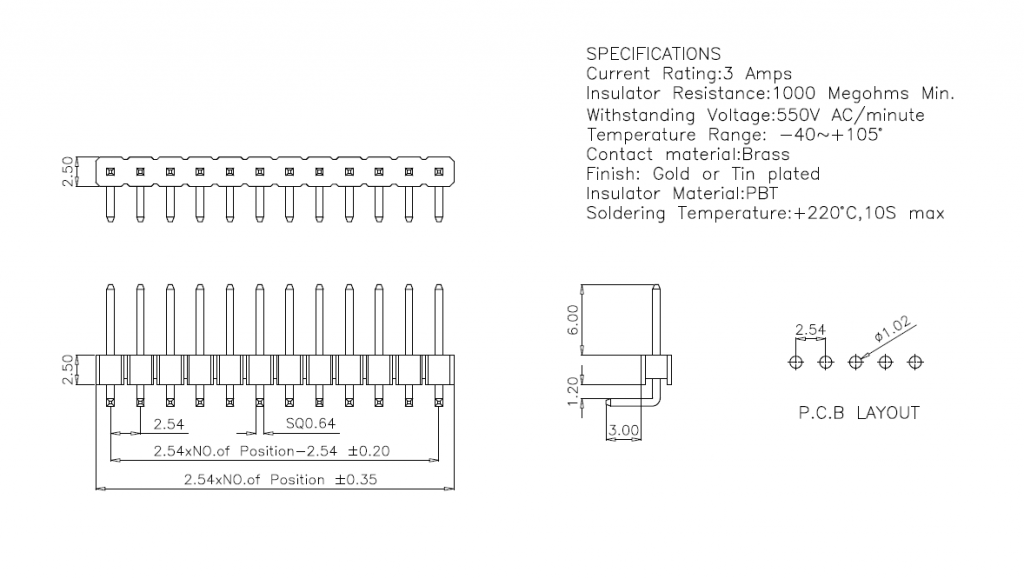 2.54mm Right-angle Pin Header connectors | Smolex